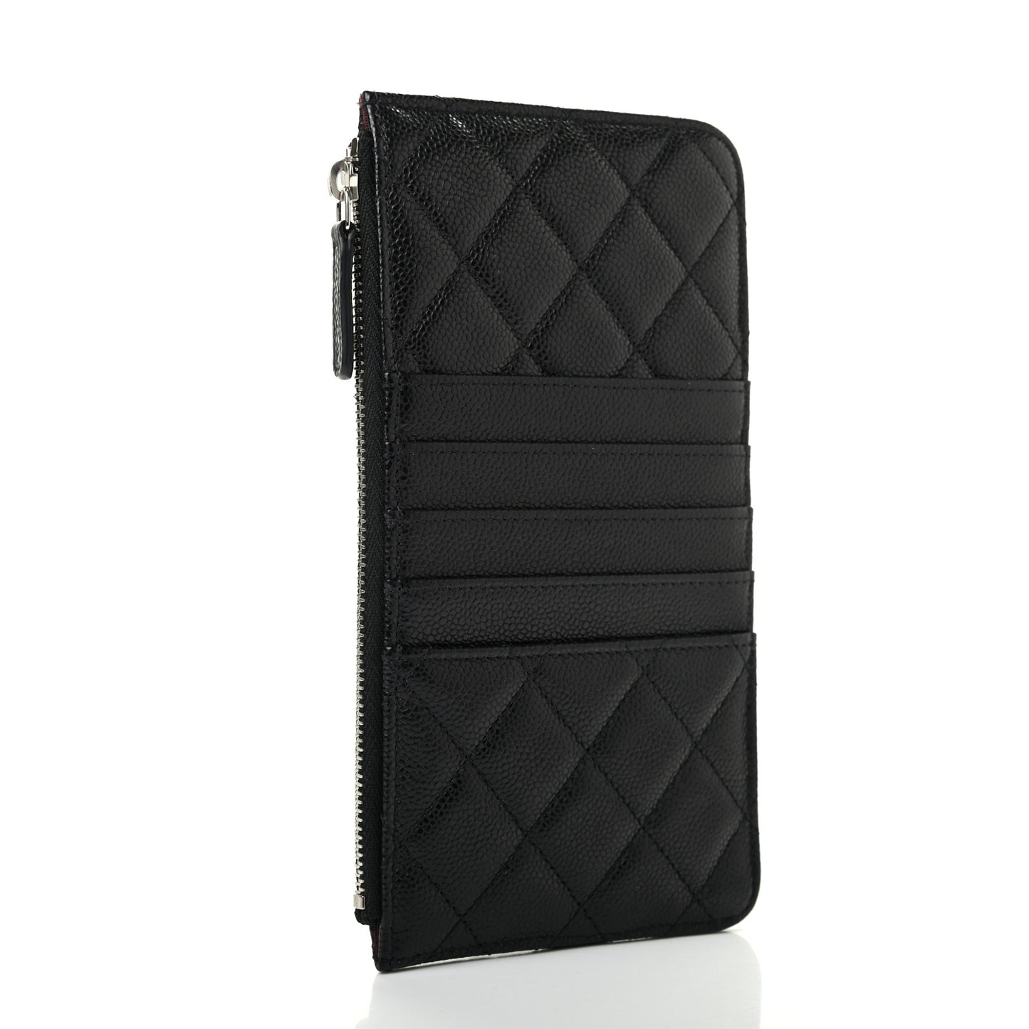 Caviar Quilted Classic Flat Wallet Pouch Black