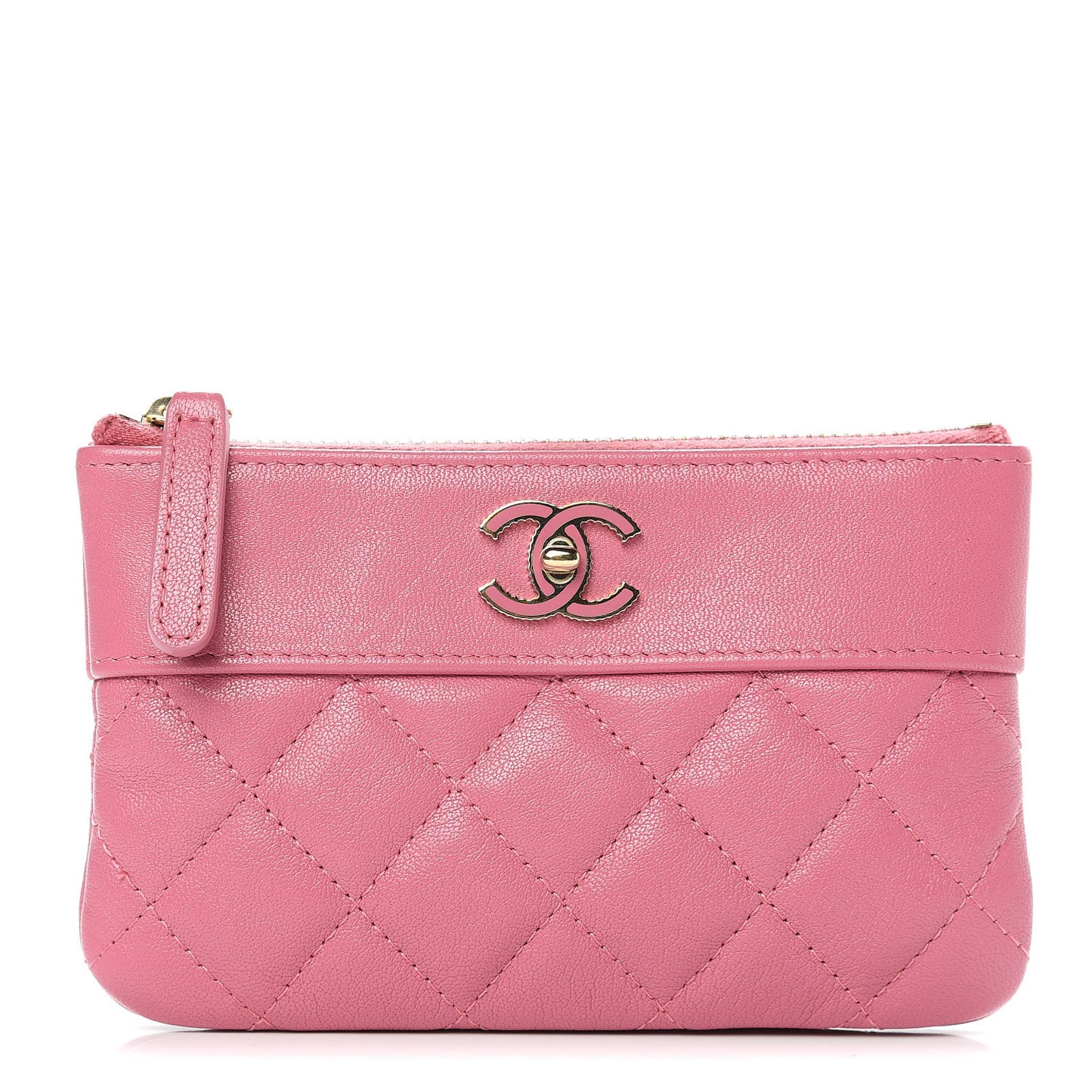 Sheepskin Quilted Small Vintage Mademoiselle Cosmetic Case Dark Pink