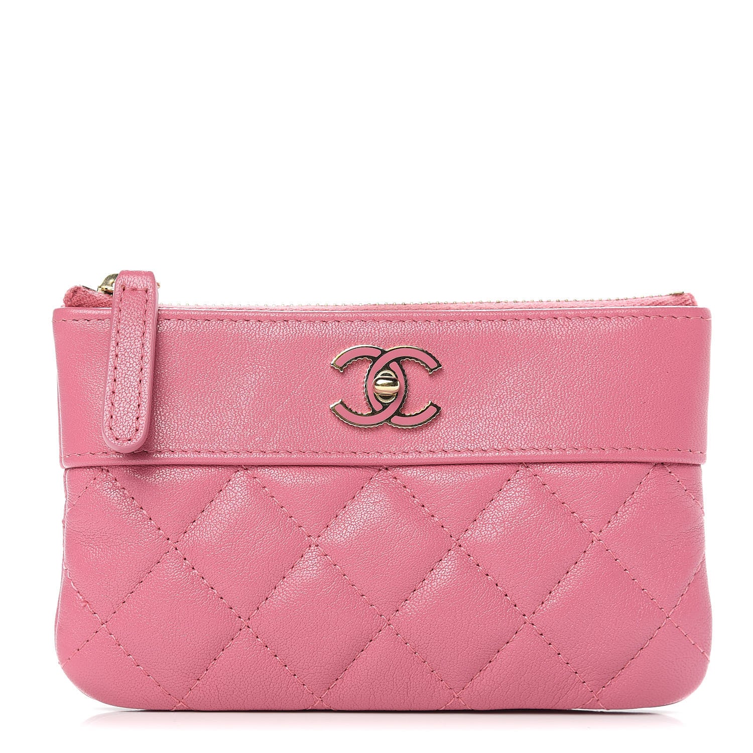 Chanel Sheepskin Quilted Small Vintage Mademoiselle Cosmetic Case Dark Pink 1 of 8