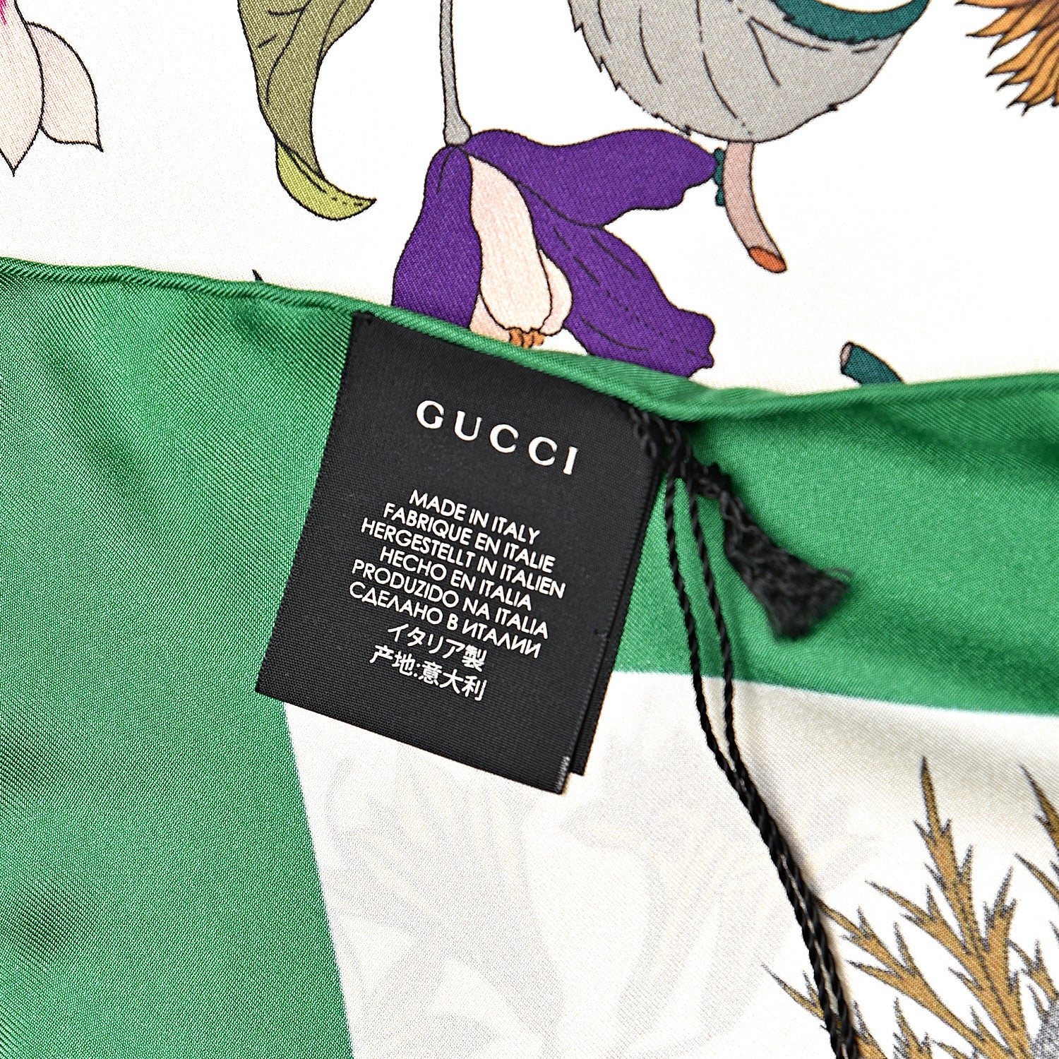 Gucci Silk Flora Gothic Square Scarf Ivory Dark Green 4 of 6