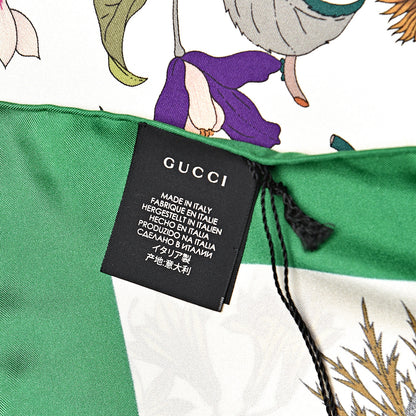Gucci Silk Flora Gothic Square Scarf Ivory Dark Green 4 of 6