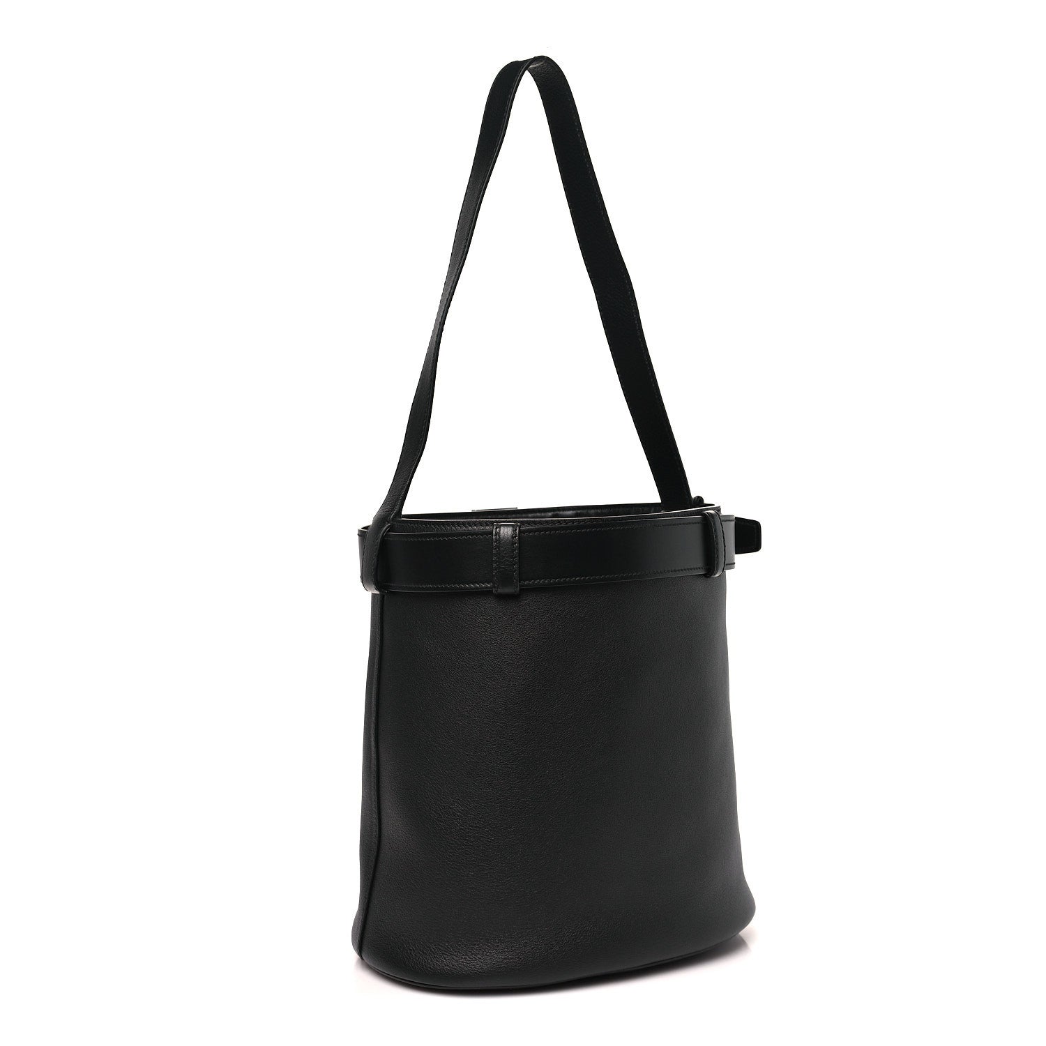 Prada Soft Grained Vitello Daino Secchiello Bucket Bag Black 2 of 9