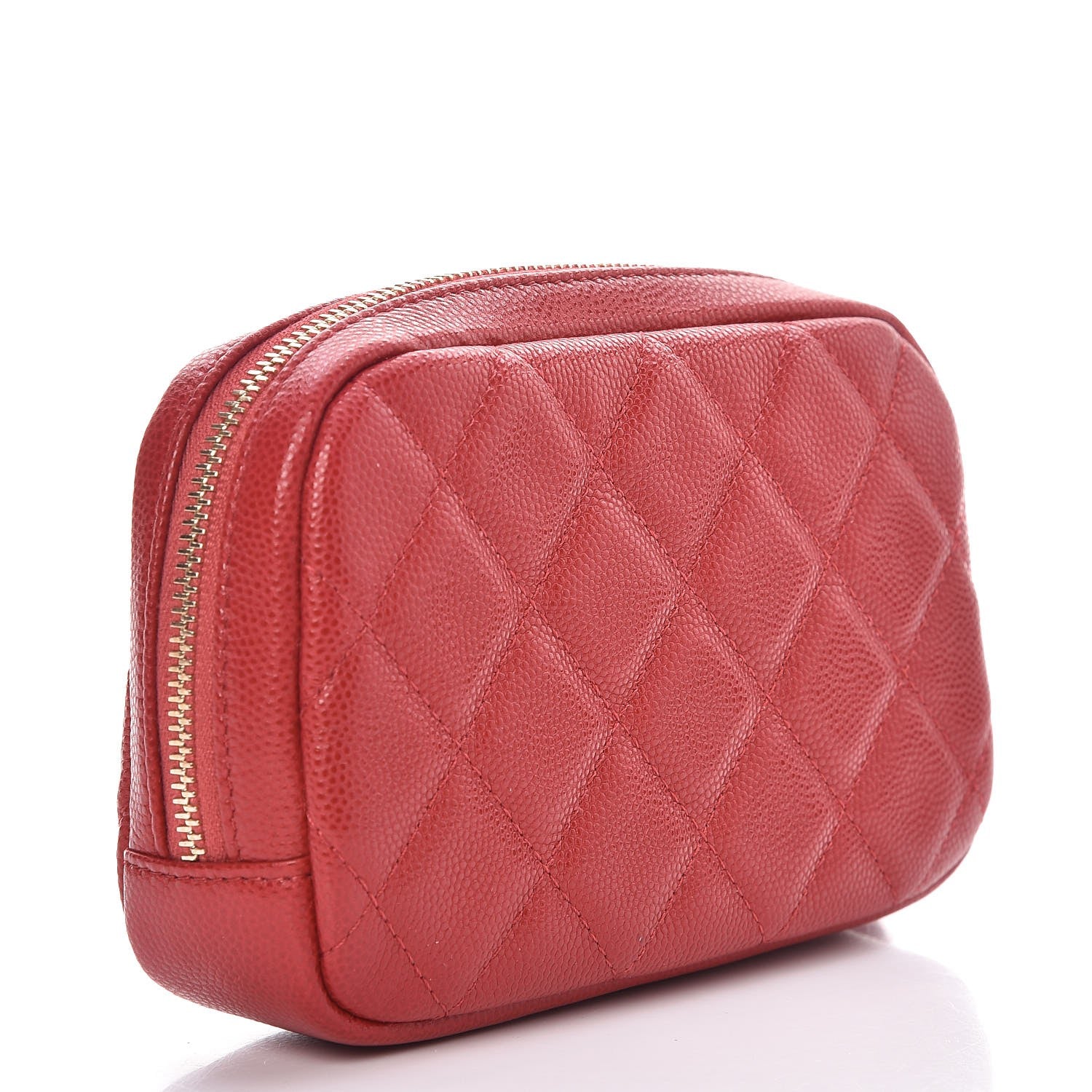 Chanel Caviar Quilted Small Curvy Pouch Cosmetic Case Pink 3 of 8
