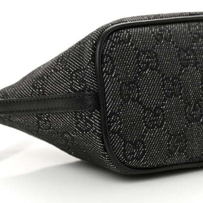 Gucci Denim Monogram Boat Pochette Black 9 of 11
