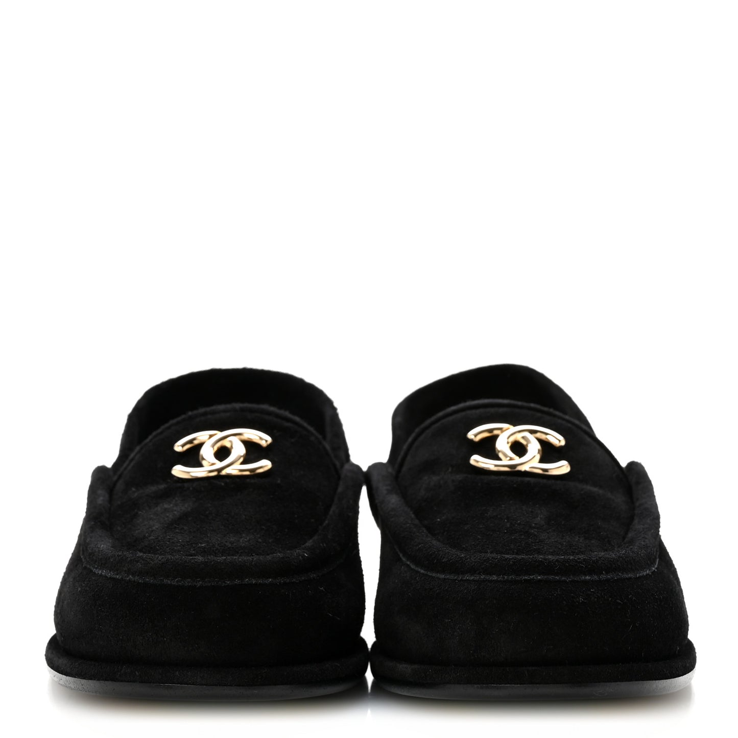 Suede Calfskin CC Slingback Loafers 39 Black