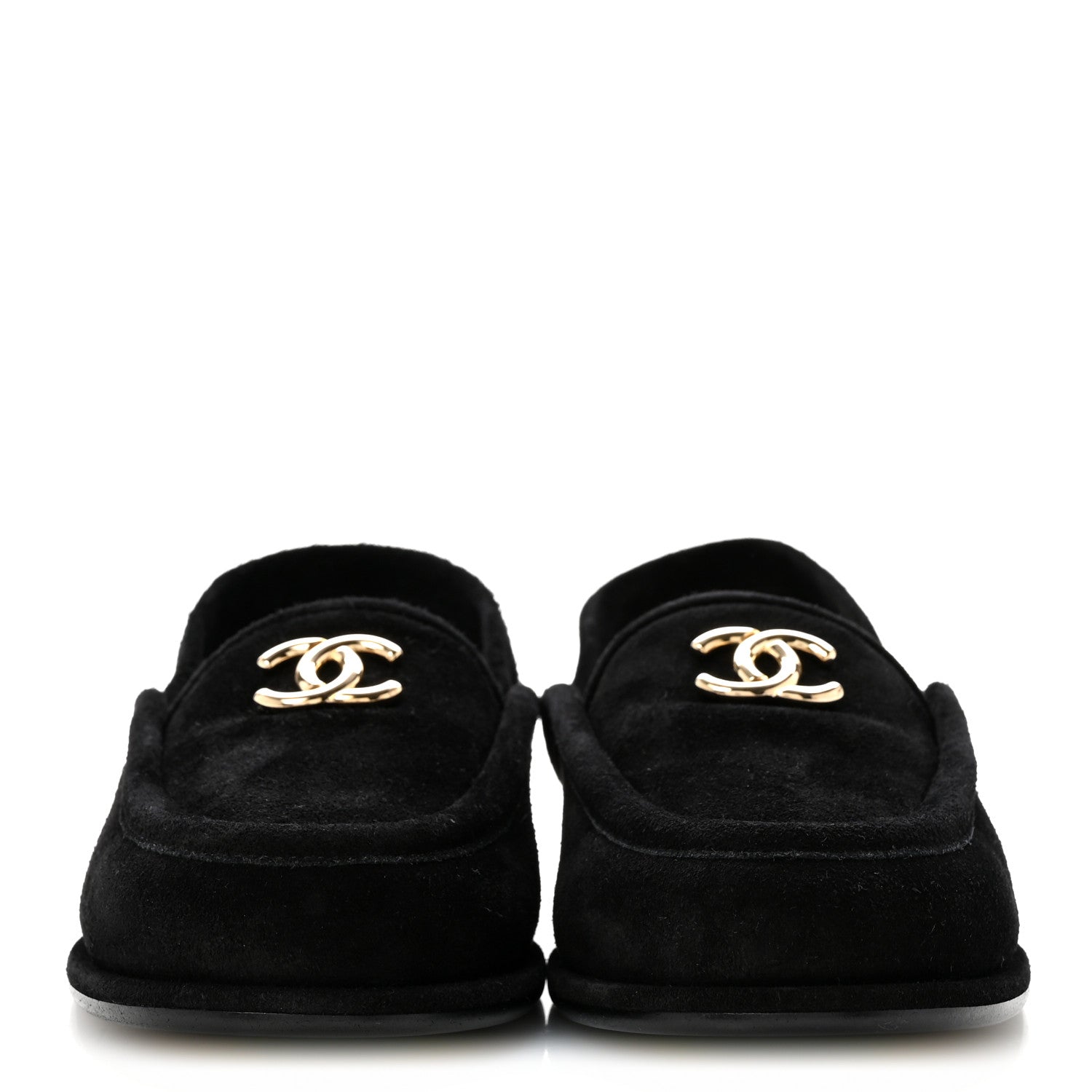 Chanel Suede Calfskin CC Slingback Loafers 39 Black 3 of 10