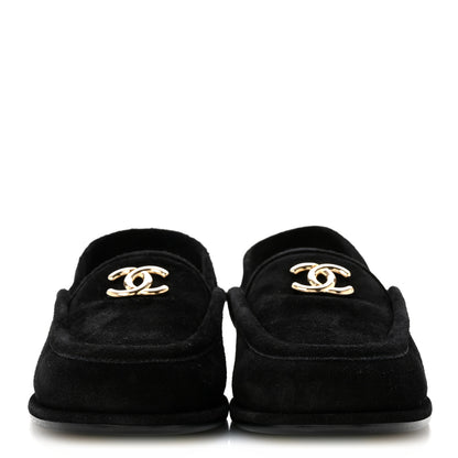 Chanel Suede Calfskin CC Slingback Loafers 39 Black 3 of 10