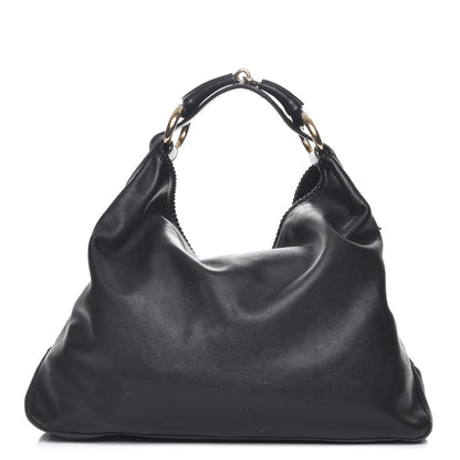 Gucci Calfskin Large Horsebit Chain Hobo Black 1 of 9