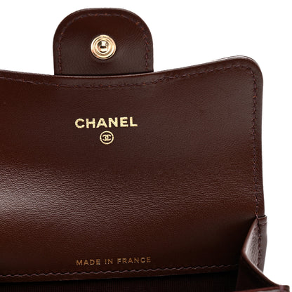 Chanel Lambskin Quilted Flap Card Holder Wallet Dark Brown 6 of 9