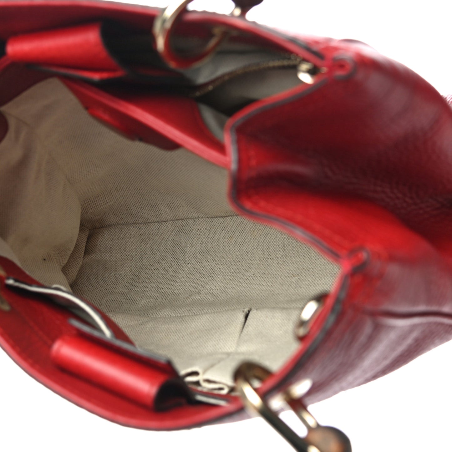 Calfskin Small Bamboo Shopper Tote Red