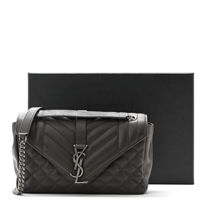 Saint Laurent Sheepskin Tri-Quilt Monogram Medium College Bag Coal 11 of 11