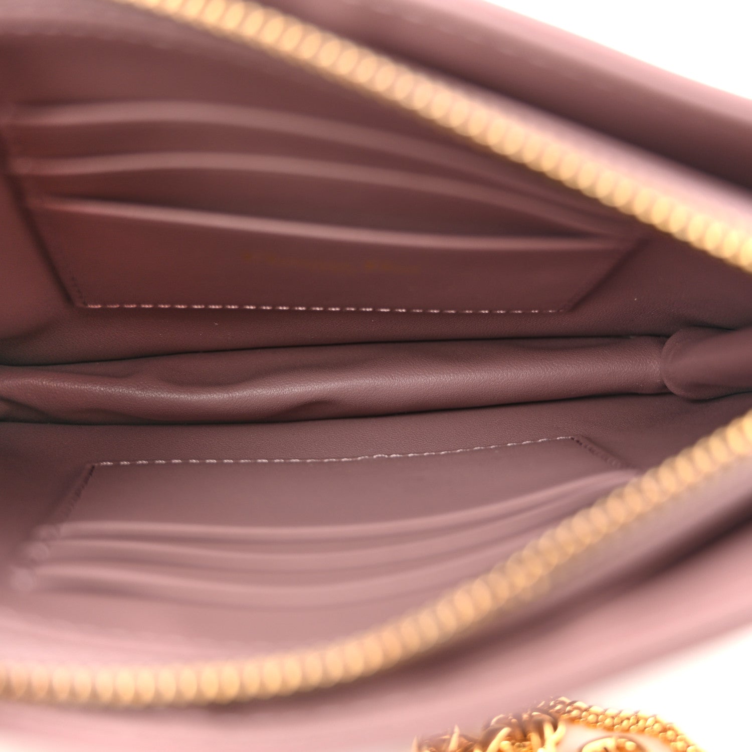 Christian Dior Calfskin Cannage Caro Zipped Pouch With Chain Peony Pink 5 of 12
