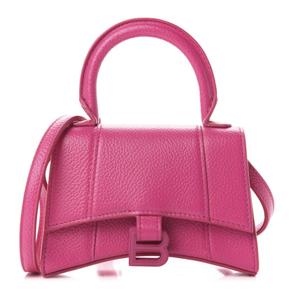 Balenciaga Grained Calfskin Tonal B Hourglass Top Handle Bag Mini Fuchsia 1 of 9