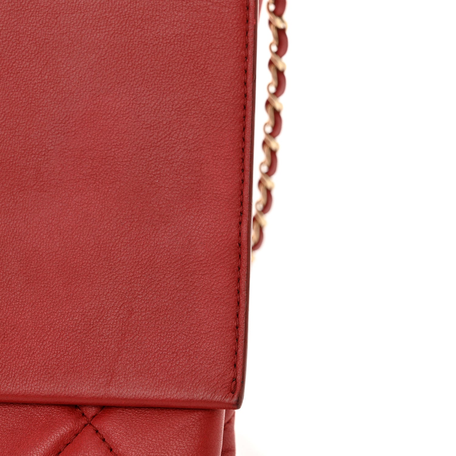 Chanel Lambskin Quilted Retro Label Clutch Red 14 of 14