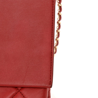 Chanel Lambskin Quilted Retro Label Clutch Red 14 of 14