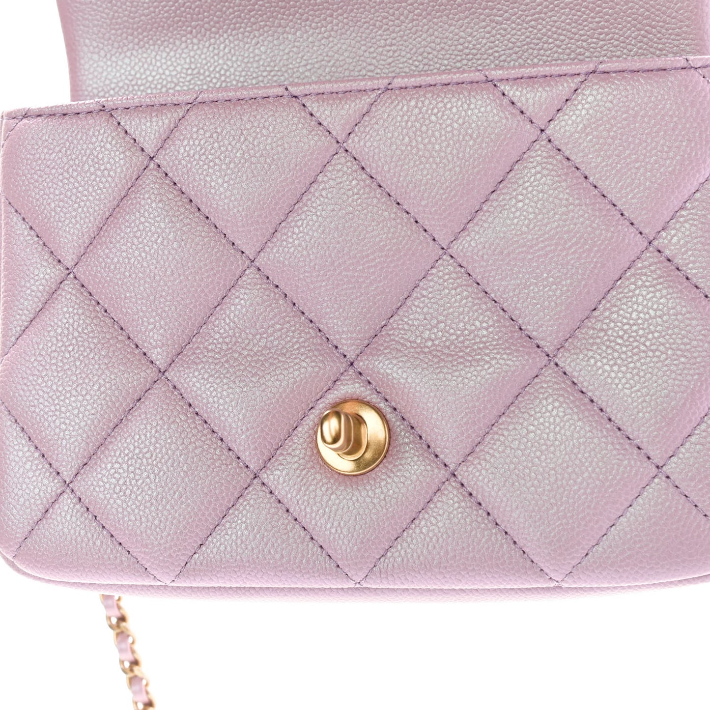 Iridescent Caviar Quilted Mini My Perfect Flap Pink