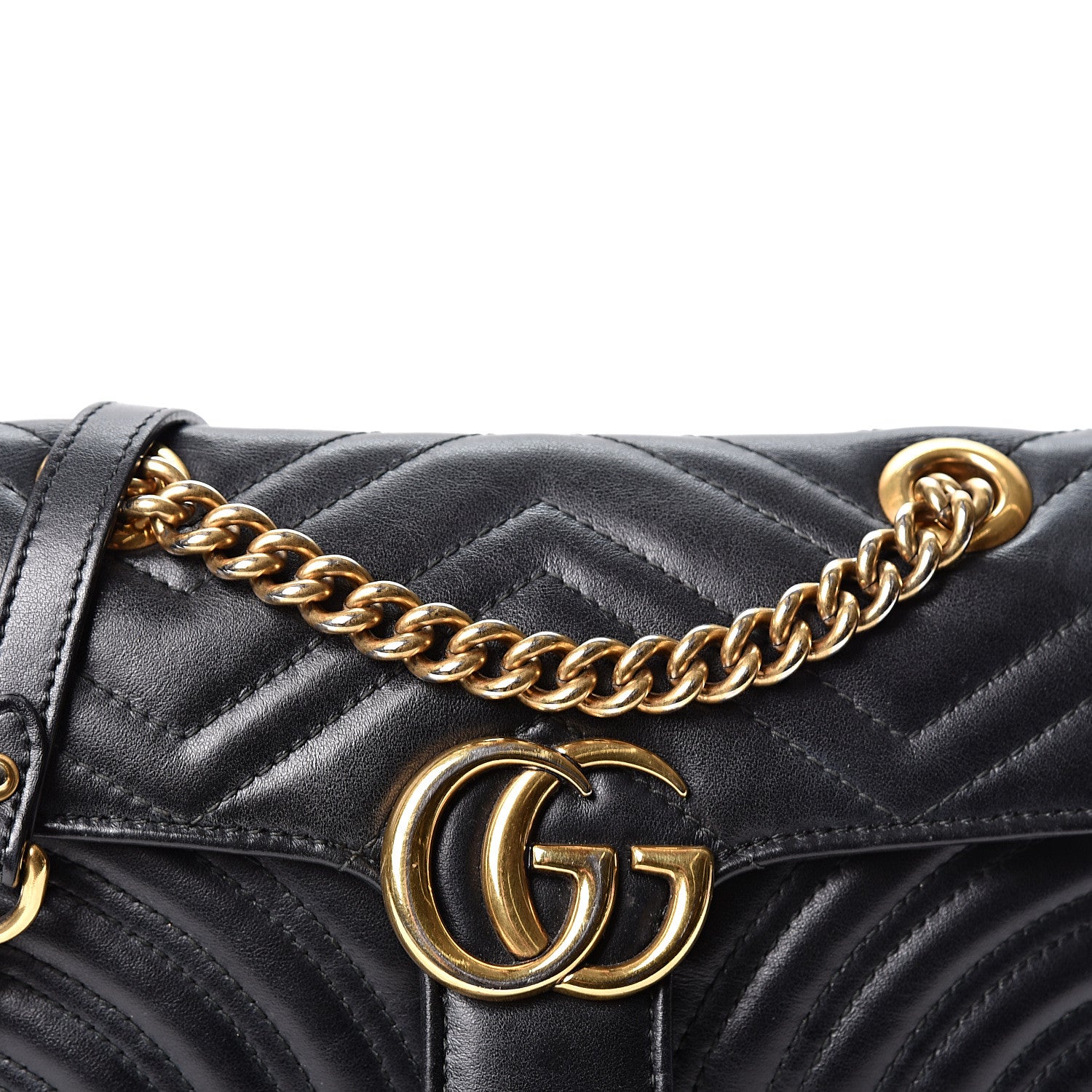 Gucci Calfskin Matelasse Mini GG Marmont Shoulder Bag Black 10 of 12