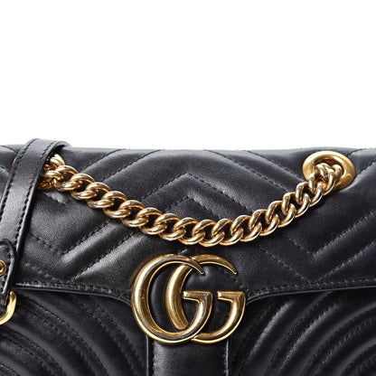 Gucci Calfskin Matelasse Mini GG Marmont Shoulder Bag Black 10 of 12