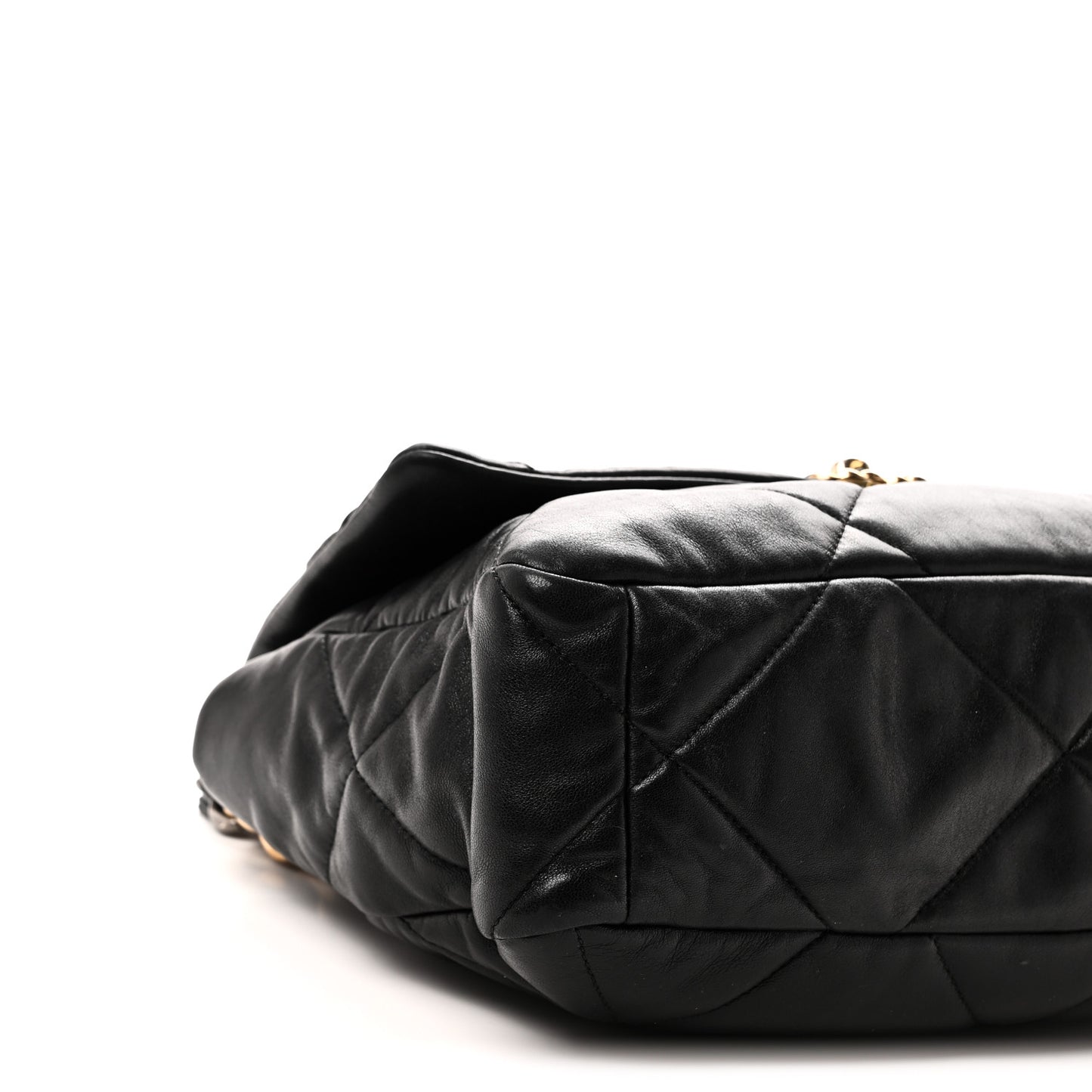 Shiny Goatskin Quilted Large Chanel 19 Flap Black