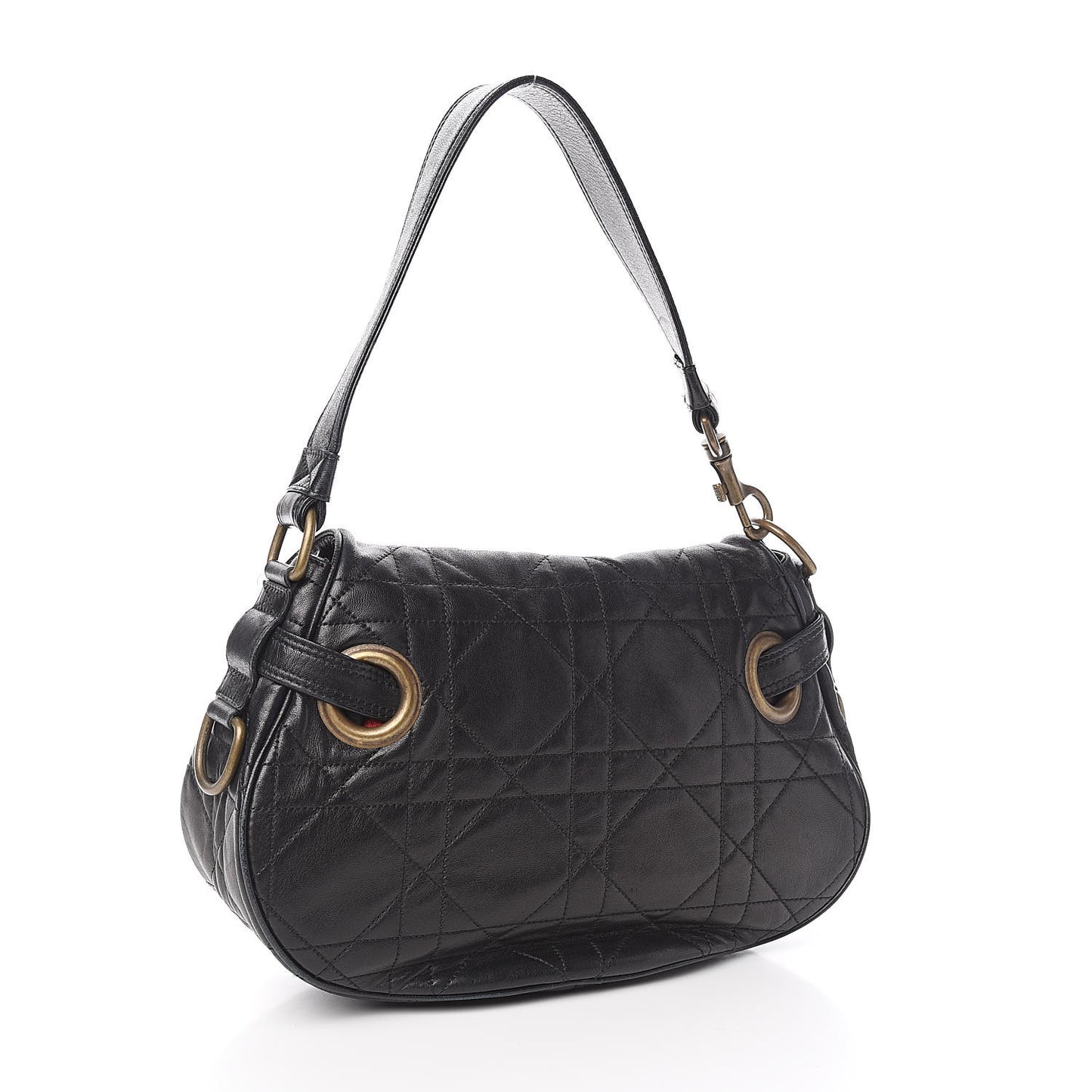 Lambskin Cannage Flap Bag Black