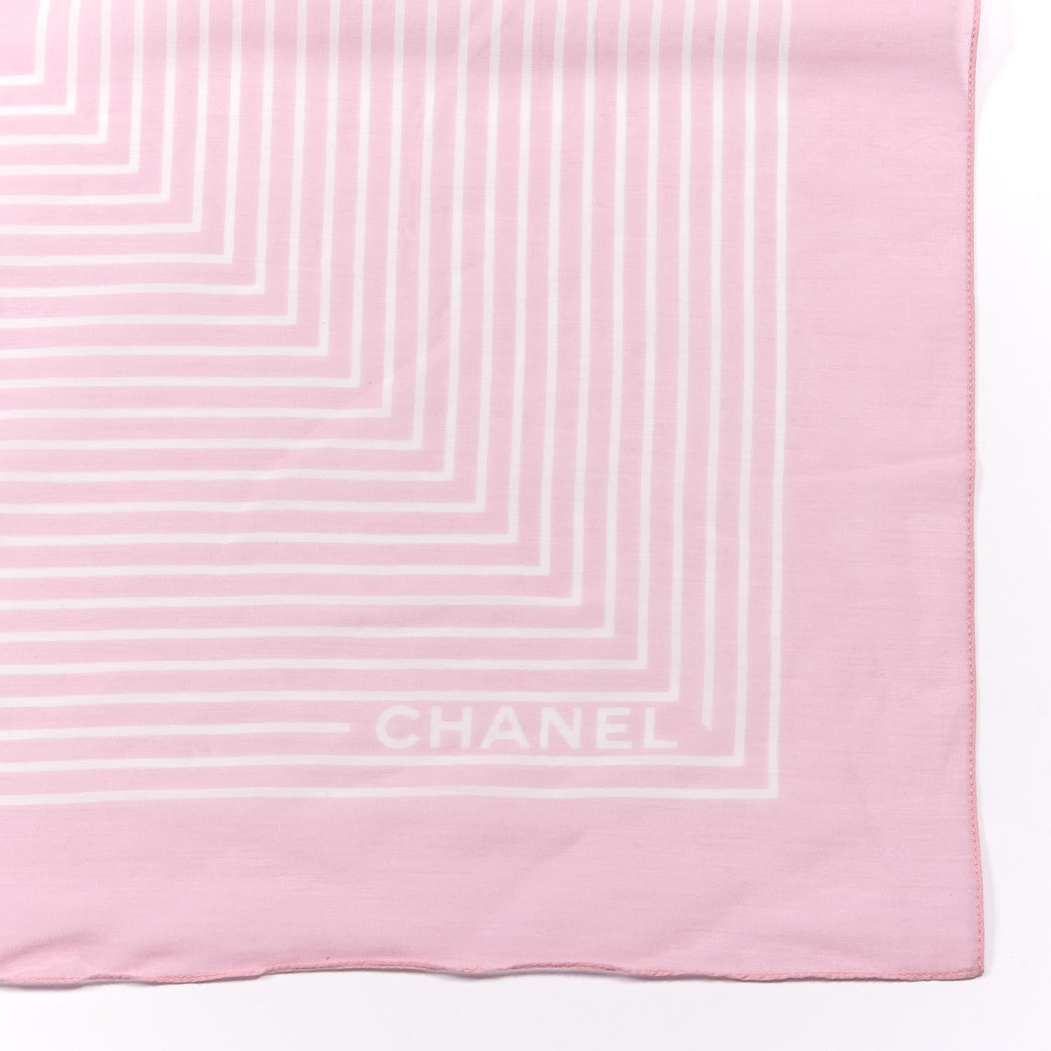 Chanel Cotton Silk CC Striped Stole Light Pink White 3 of 6
