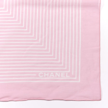 Chanel Cotton Silk CC Striped Stole Light Pink White 3 of 6