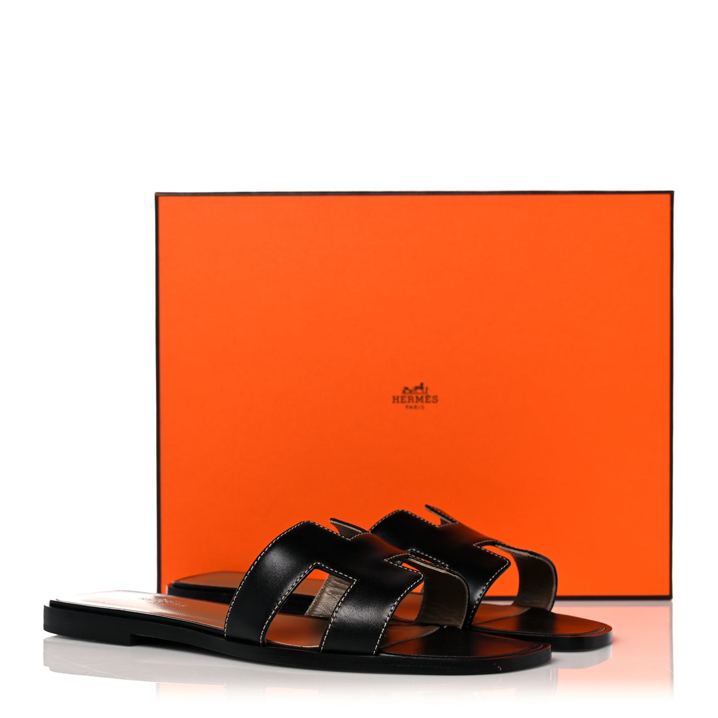 Box Calfskin Oran Sandals 39 Black