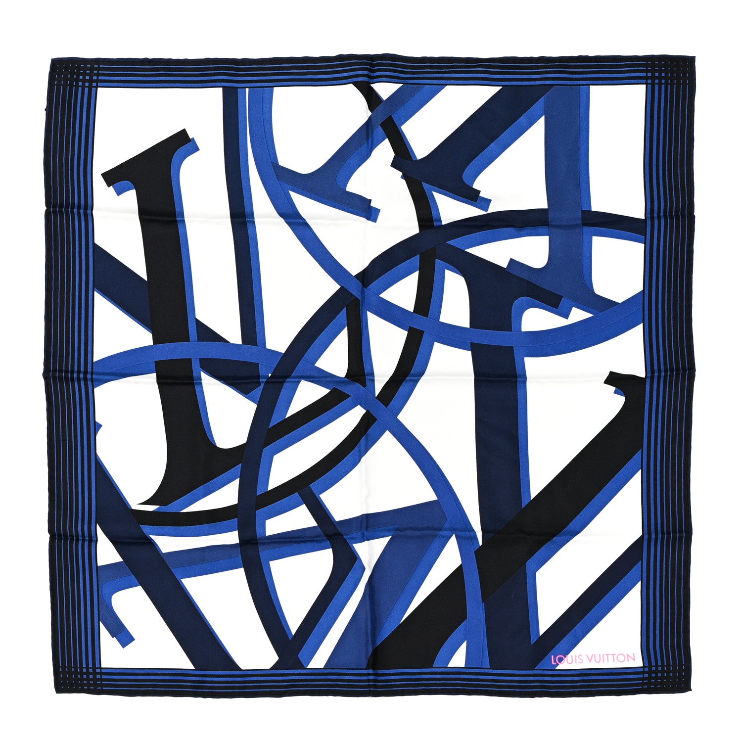 Louis Vuitton Silk LV Monogram Square Scarf Navy 1 of 5