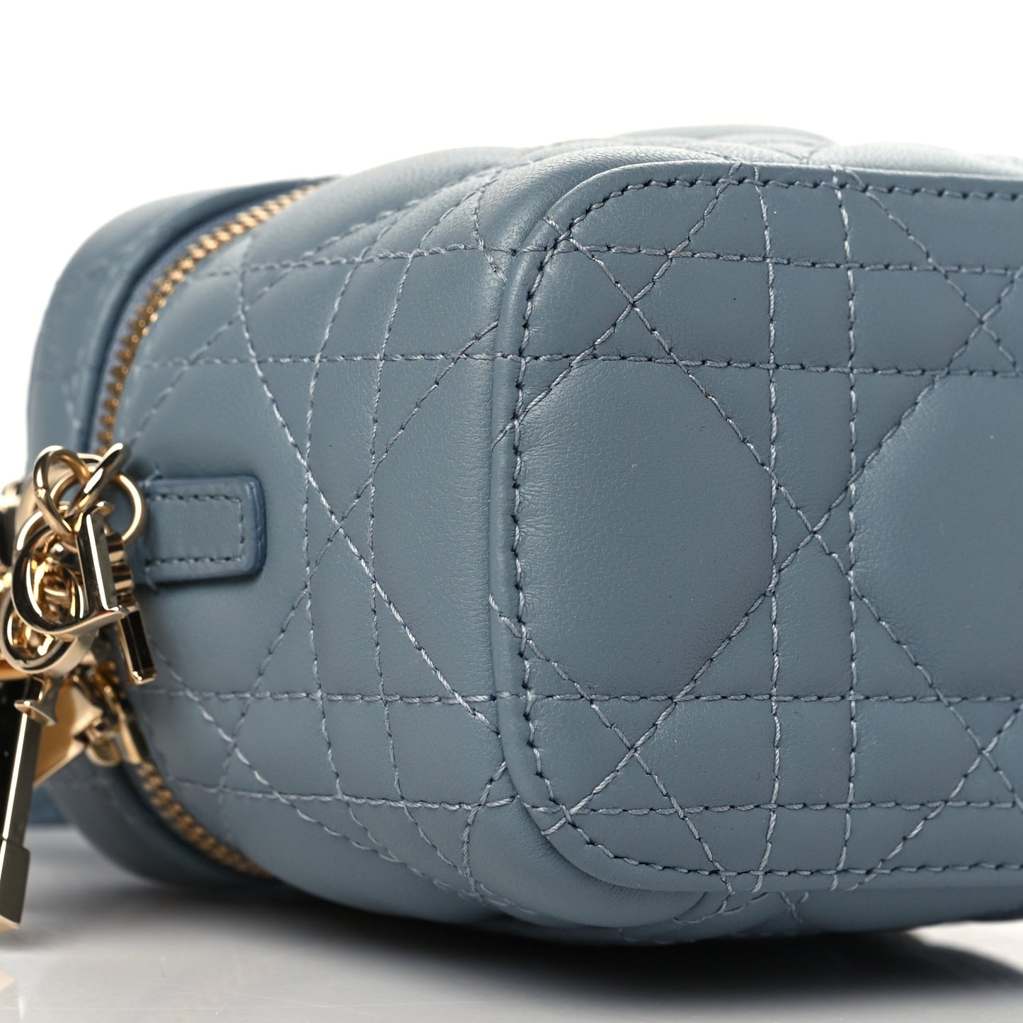 Lambskin Cannage Micro Lady Dior Vanity Case Cloud Blue