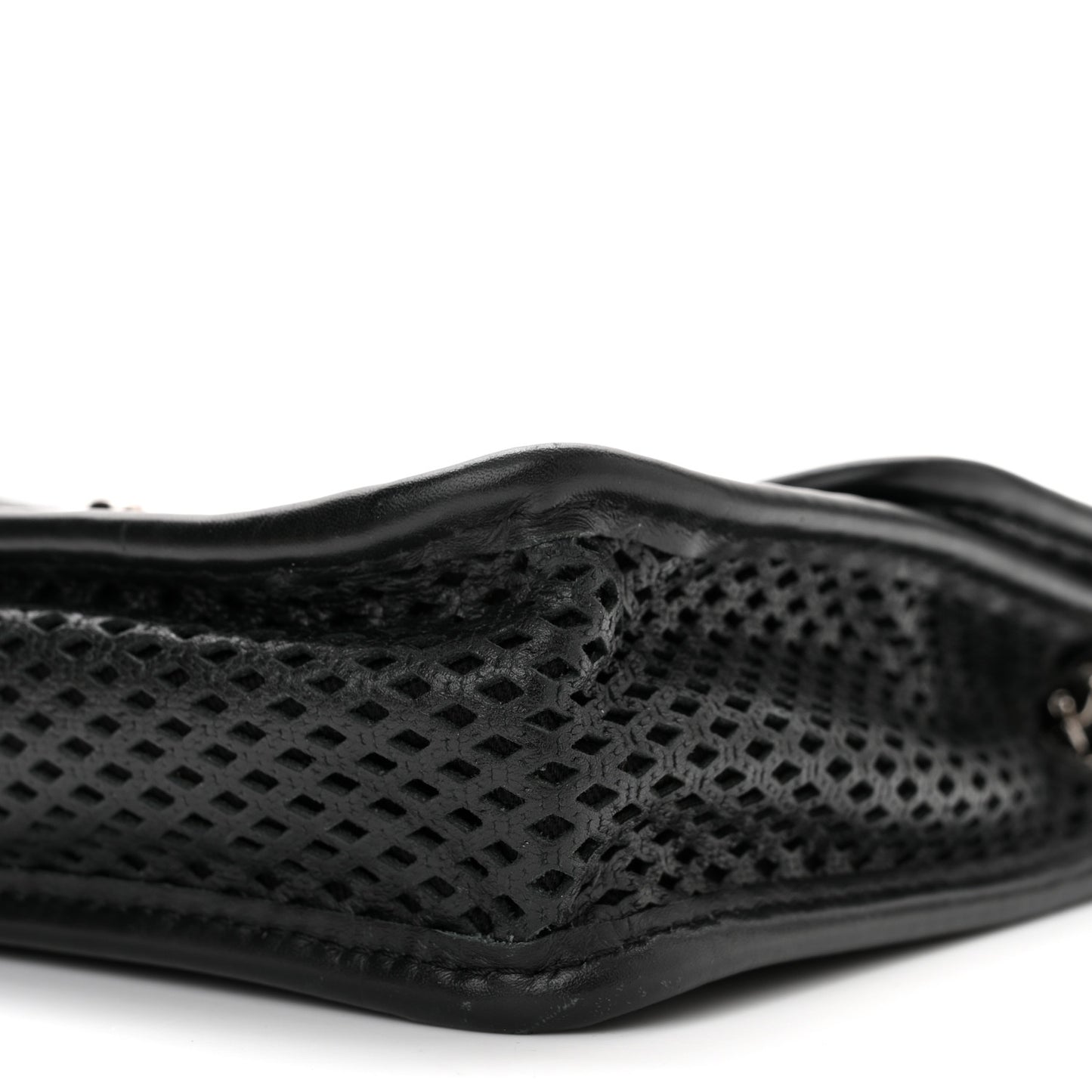 Metallic Perforated Calfskin Small Up In The Air Flap Black