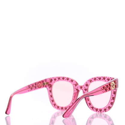Gucci Acetate Crystal Heart GG0116S Sunglasses Fuchsia 4 of 8