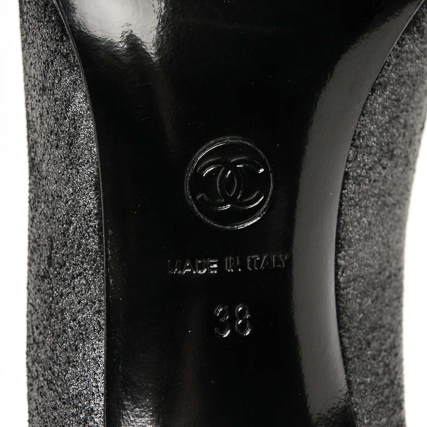 Chanel Distressed Suede CC Cap Toe Pumps 38 Anthracite 5 of 6