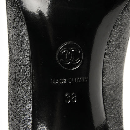 Chanel Distressed Suede CC Cap Toe Pumps 38 Anthracite 5 of 6