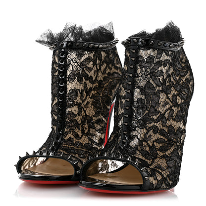 Christian Louboutin Lace Patent Pigalle 100 Booties 38 Black 4 of 9