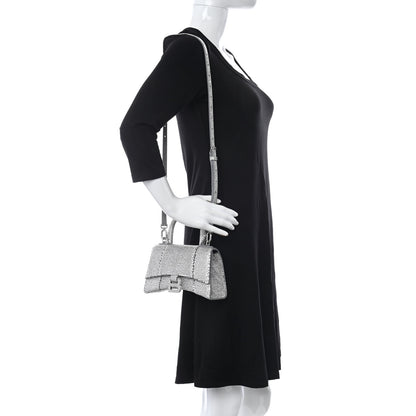 Balenciaga Strass Suede Hourglass Top Handle Bag XS Smoke Grey Crystal 2 of 14