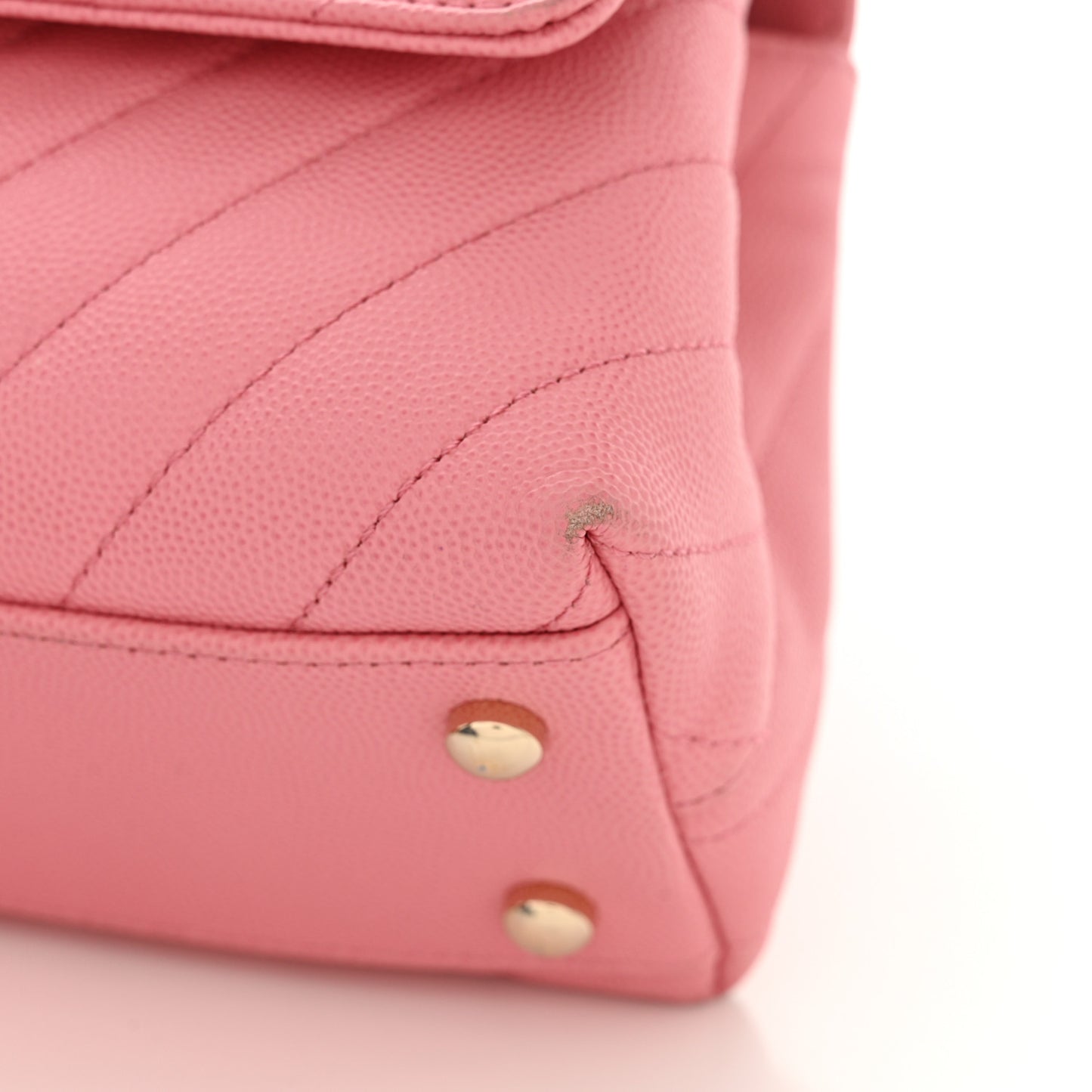 Caviar Chevron Quilted Mini Coco Handle Flap Pink