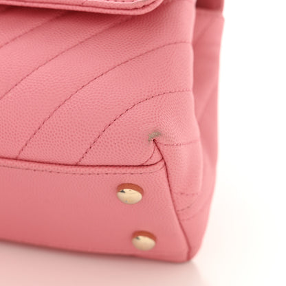 Chanel Caviar Chevron Quilted Mini Coco Handle Flap Pink 11 of 11