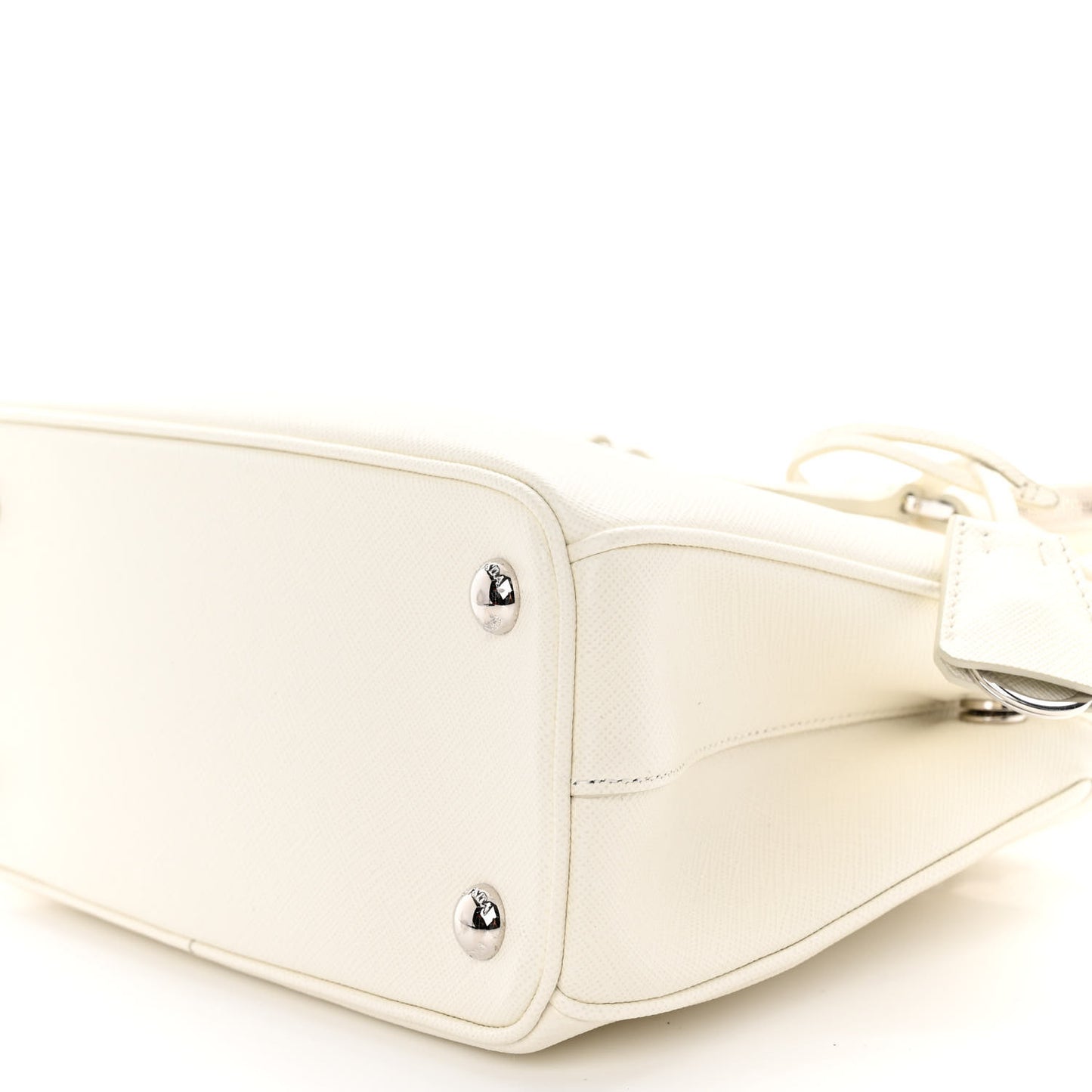 Saffiano Lux Micro Galleria Shoulder Bag White