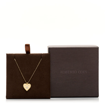 Roberto Coin 18K Yellow Gold Diamond Small Venetian Princess Heart Medallion Charm Necklace 6 of 6