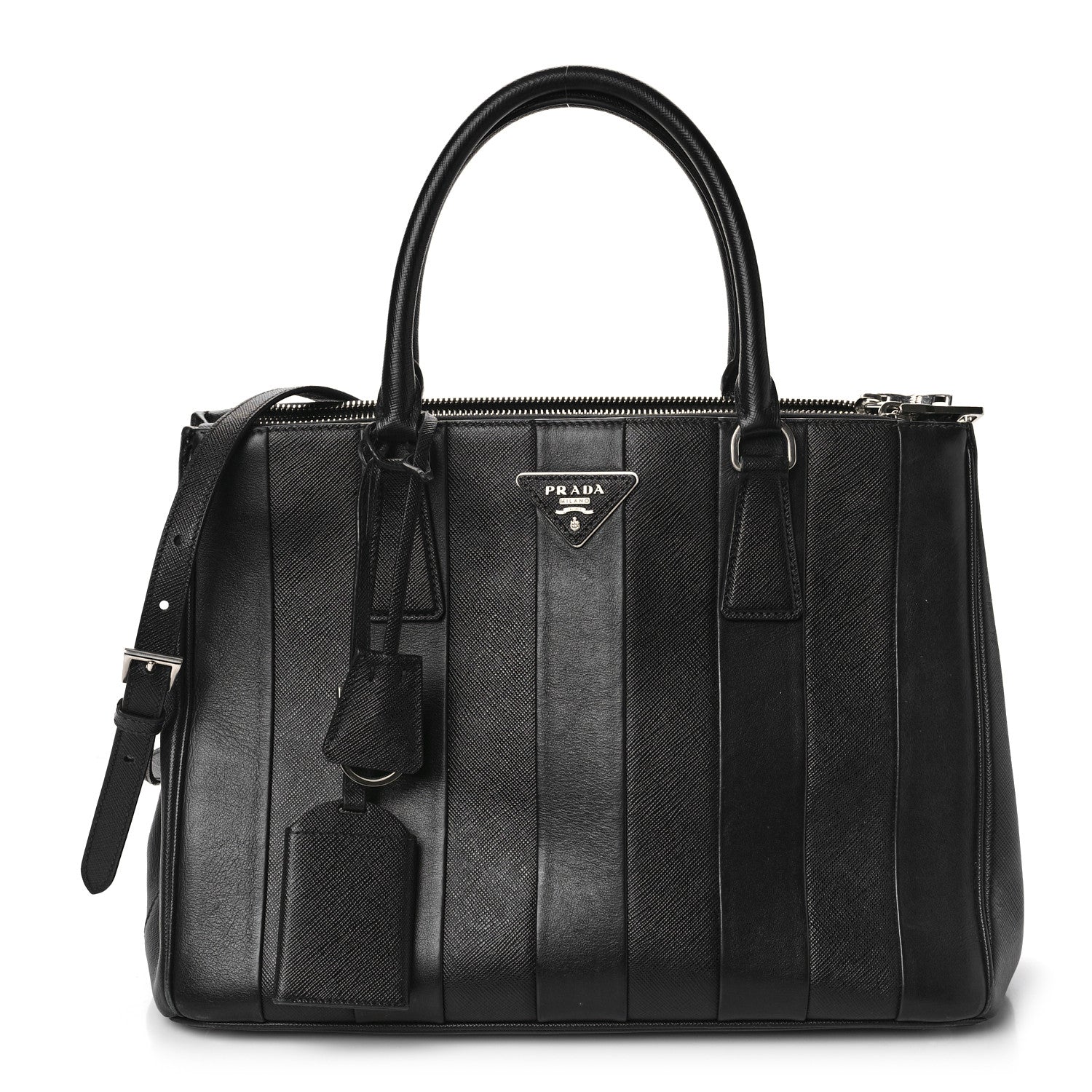 Prada Saffiano City Calf Medium Galleria Double Zip Tote Black 1 of 11