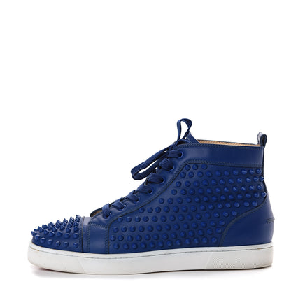 Christian Louboutin Calfskin Mens Louis Spikes Flat Sneakers 43 Neptune 1 of 14