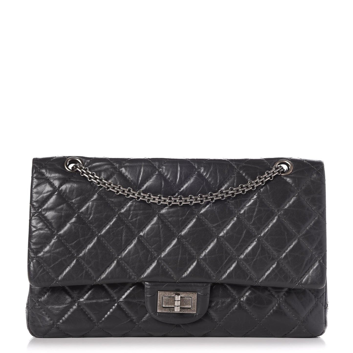 Aged Calfskin Quilted 2.55 Reissue 227 Flap Dark Grey