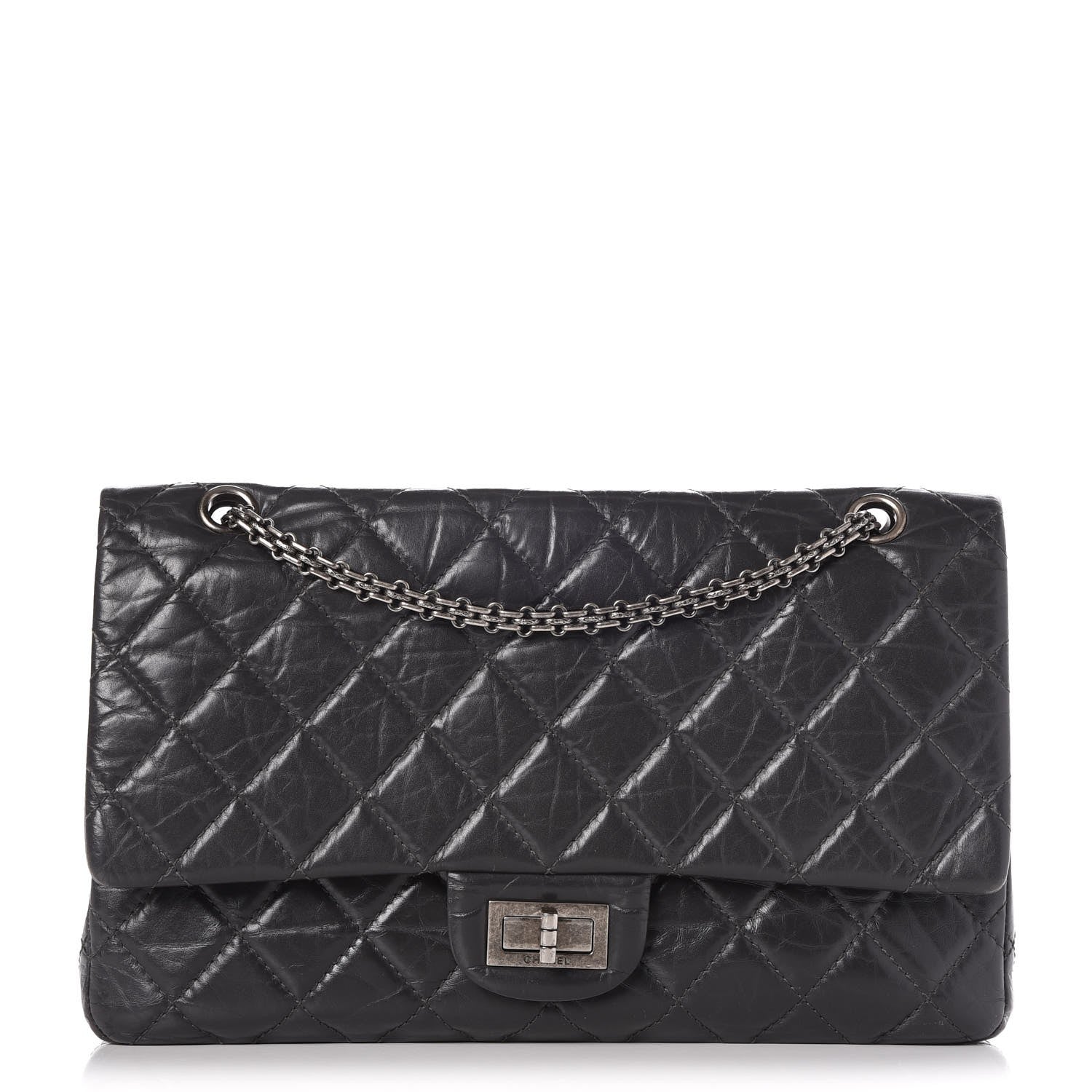 Chanel Aged Calfskin Quilted 2.55 Reissue 227 Flap Dark Grey 1 of 9