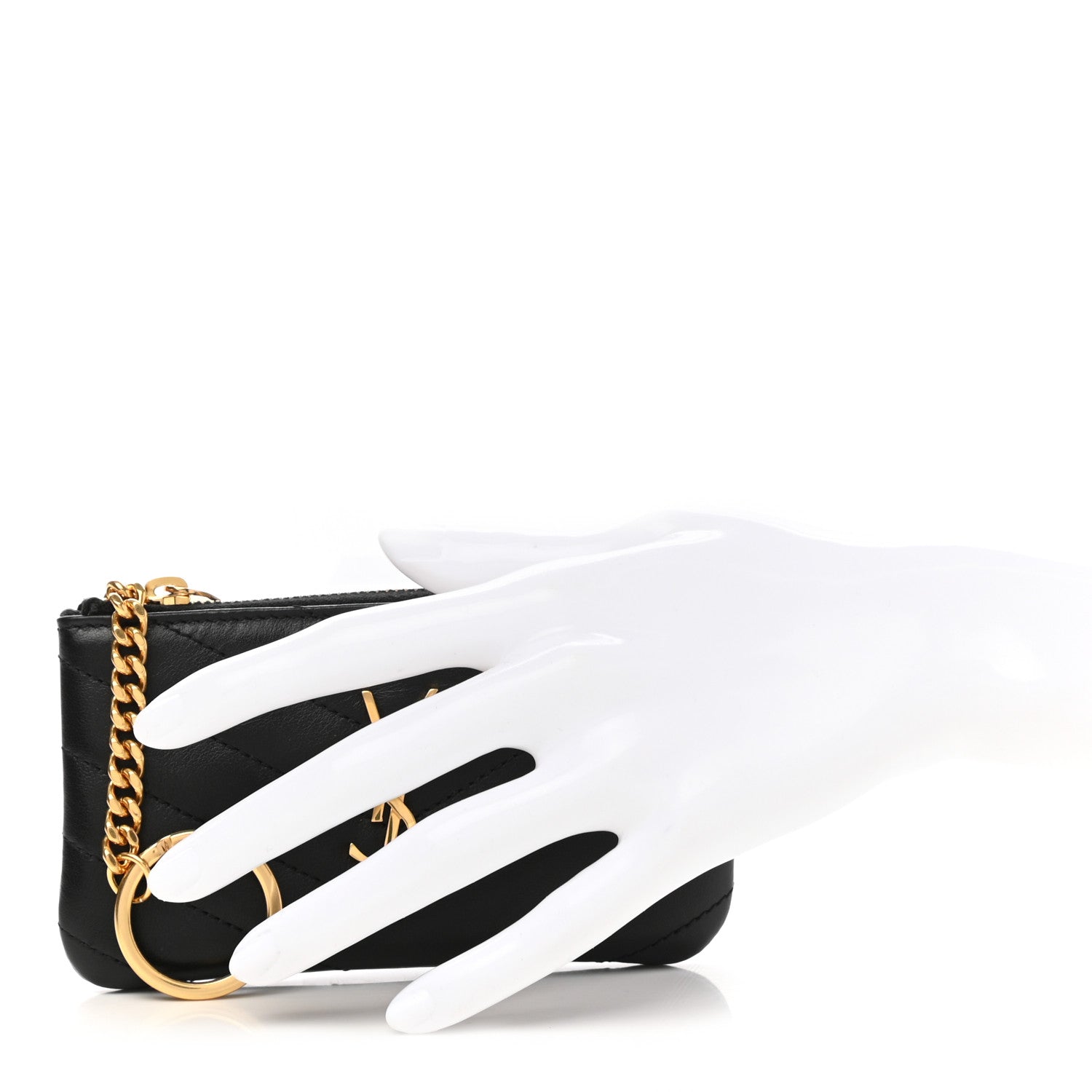 Saint Laurent Calfskin Matelasse Monogram Key Pouch Black 2 of 6