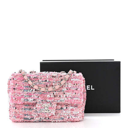Chanel Sequin Mini Rectangular Flap Light Pink Silver 11 of 11