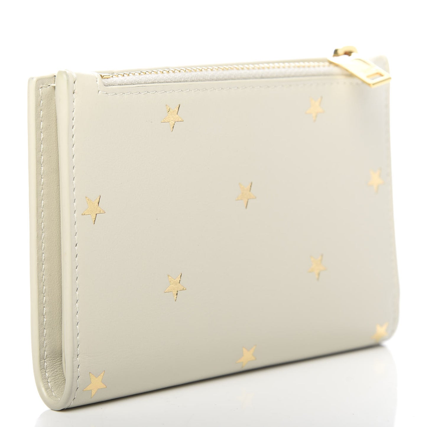 Calfskin Star Print Monogram Fragments Wallet White