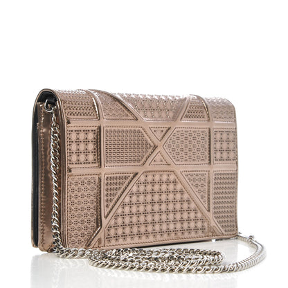 Christian Dior Metallic Patent Micro-Cannage Diorama Wallet on Chain Pouch Gold 3 of 6