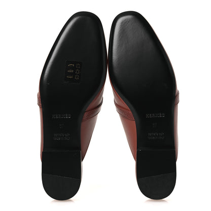 Hermes Lizard Calfskin Oz Mules 37 Rouge Sepia 7 of 12