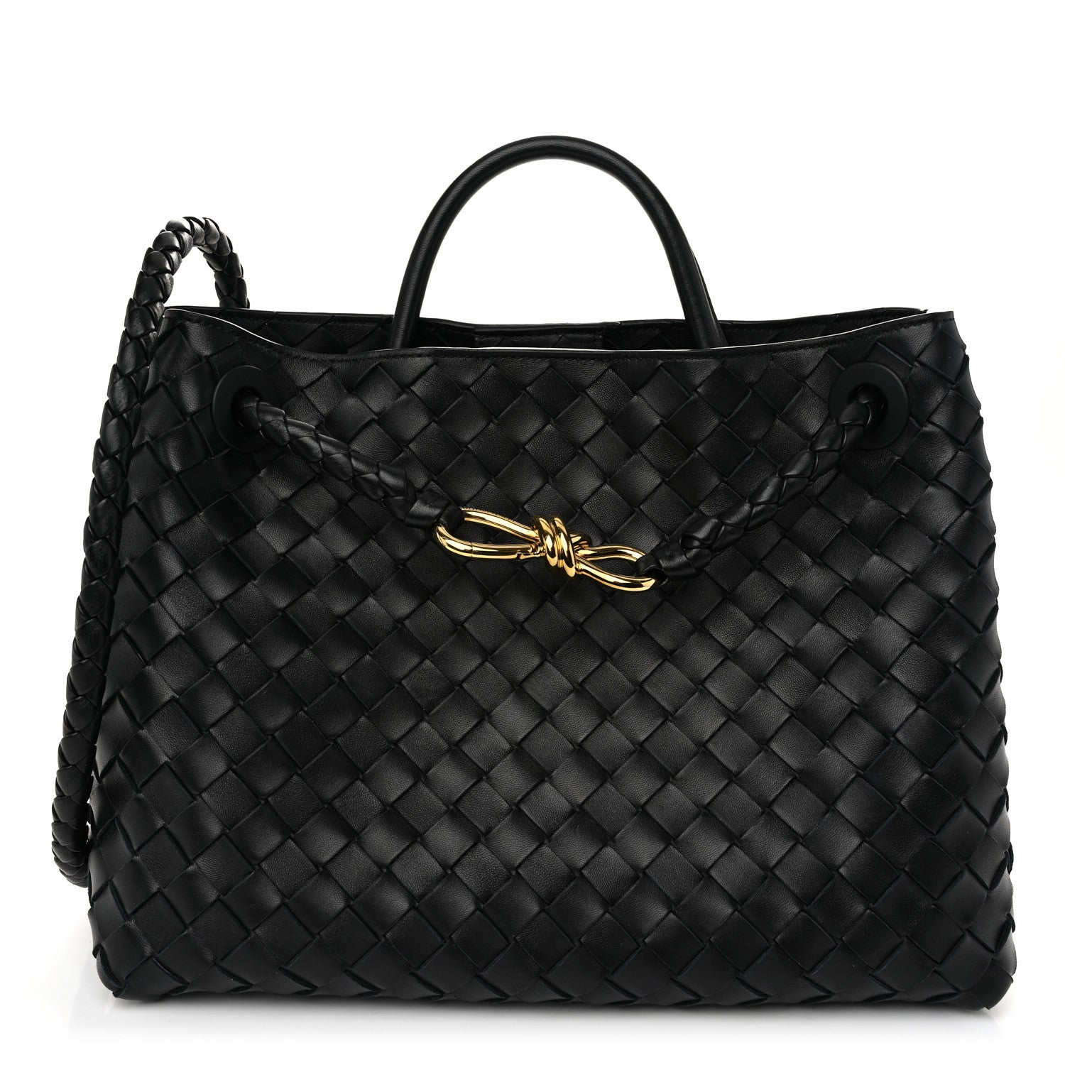 Bottega Veneta Nappa Intrecciato Medium Andiamo Shoulder Bag Black 1 of 9