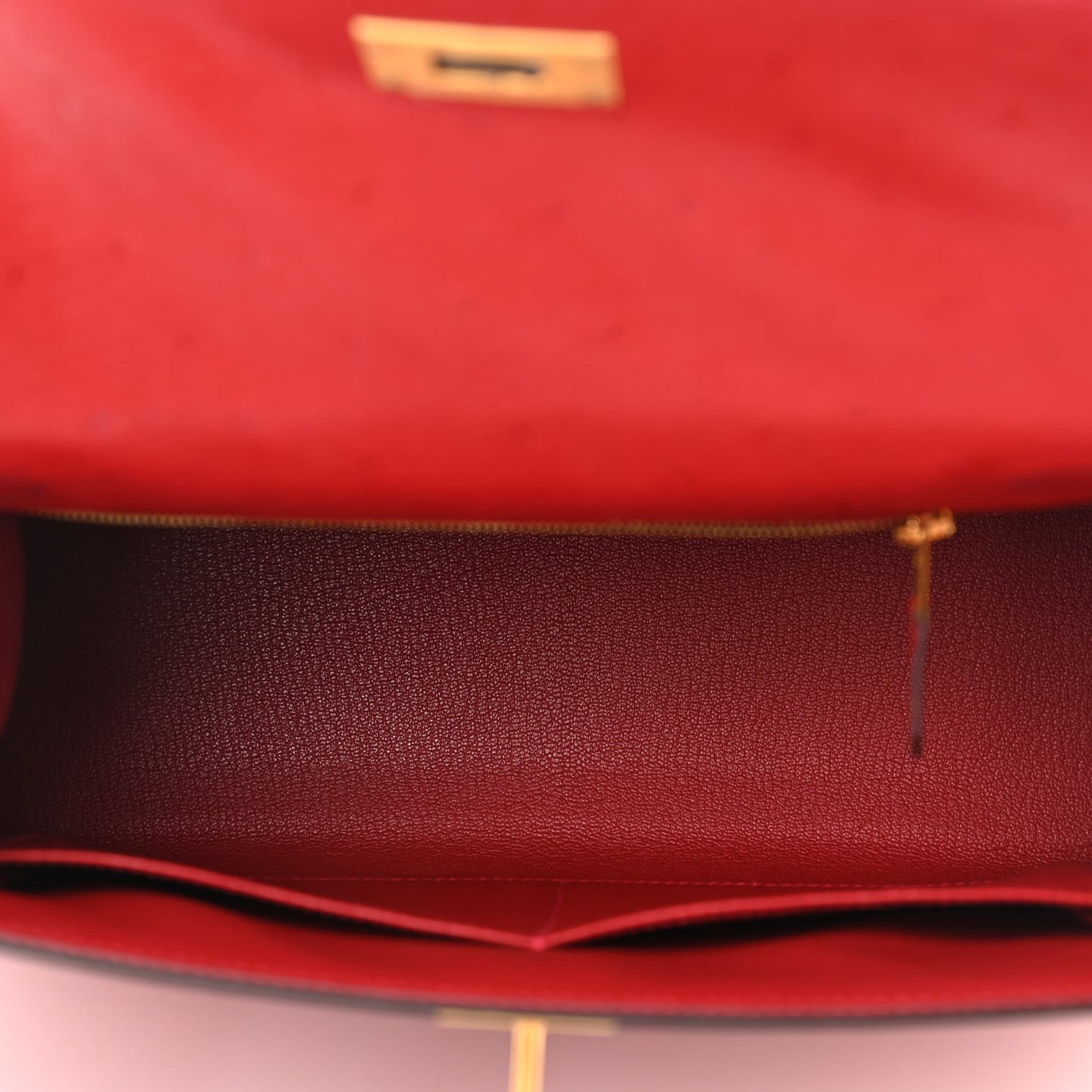 Ostrich Horseshoe Kelly Sellier 28 Rouge Vif Gris Agate